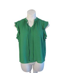 Ann Taylor LP Kelly Green Sleeveless Shirt Top Blouse